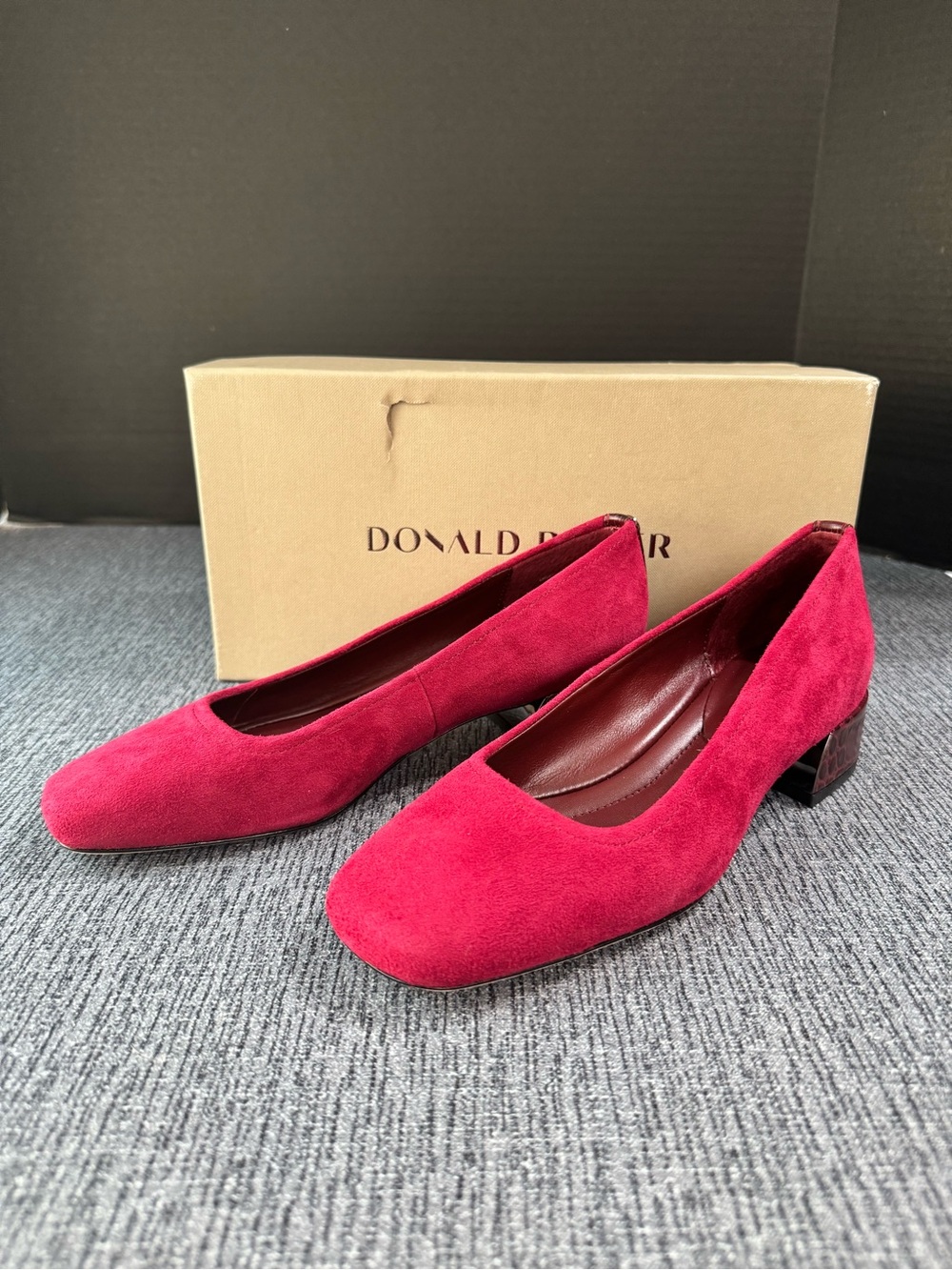 Donald Pliner Dreww Bordeaux Suede Mid Heels